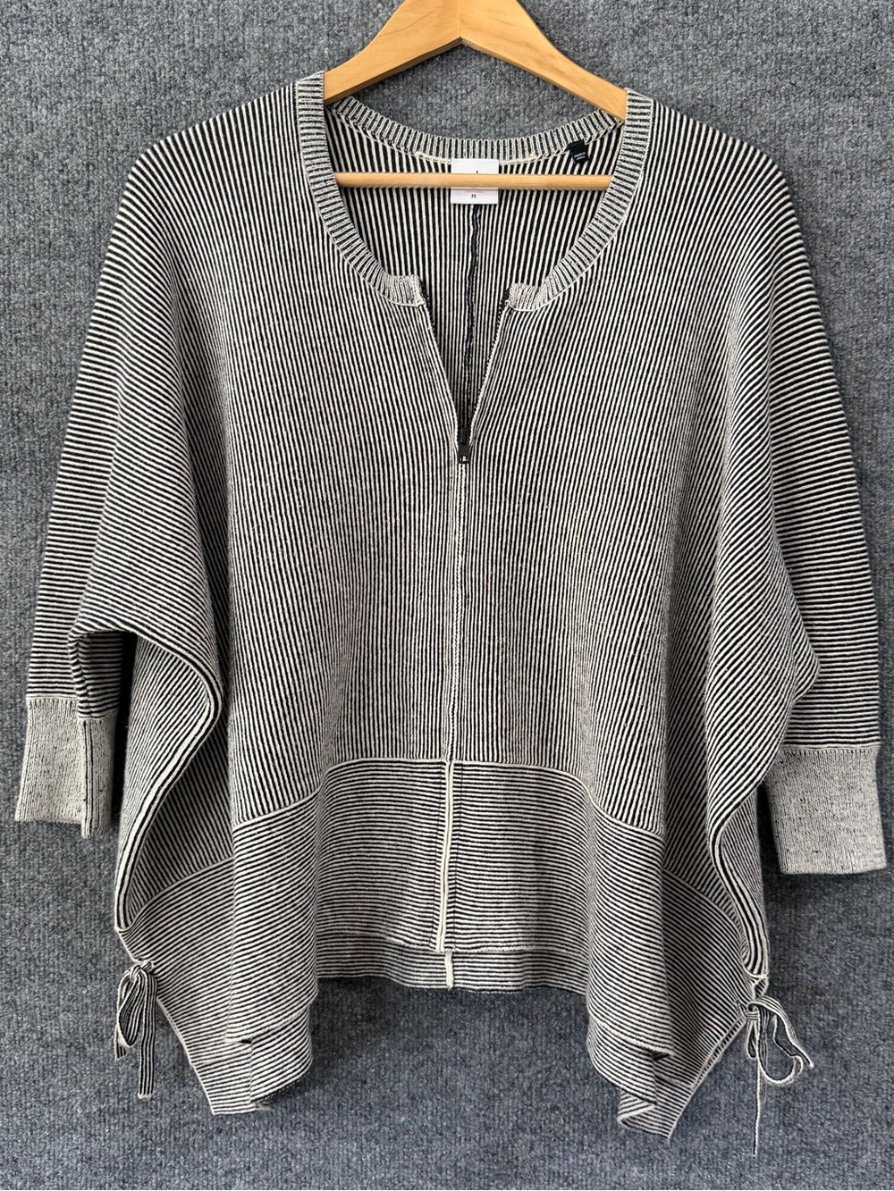 CABI Womens Striped Cupids Cardi Zip Up Sweater Size Medium Boxy Oversized